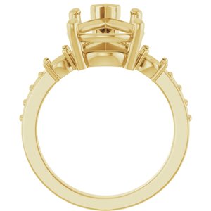 14K Yellow Gold 15x10 mm Pear Ring Mounting – image 4