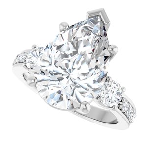 10K White Gold 15x10 mm Pear Ring Mounting – image 8