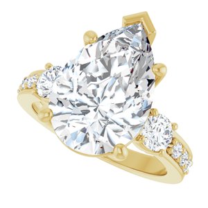 10K Yellow Gold 15x10 mm Pear Ring Mounting – image 8