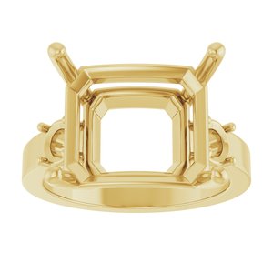14K Yellow Gold 14x12 mm Emerald Ring Mounting – image 6