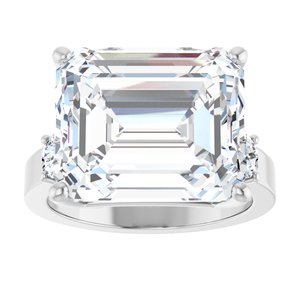 18K White Gold 14x12 mm Emerald Ring Mounting – image 5