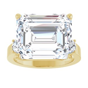 14K Yellow Gold 14x12 mm Emerald Ring Mounting – image 5