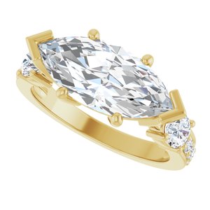 18K Yellow Gold 15x7 mm Marquise Ring Mounting – image 8