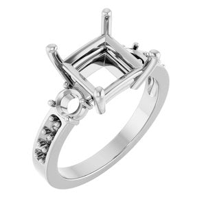 10K White Gold 8x8 mm Square Ring Mounting – image 2