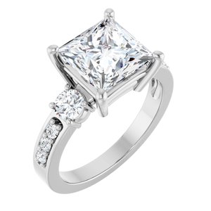 10K White Gold 8x8 mm Square Ring Mounting