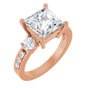 10K Rose Gold 8x8 mm Square Ring Mounting