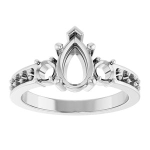 14K White Gold 8.5x5.5 mm Pear Ring Mounting – image 6