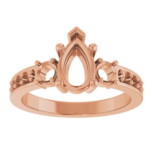 14K Rose Gold 8.5x5.5 mm Pear Ring Mounting – image 6