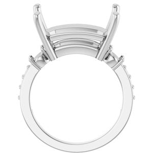 14K X1 White Gold 16x12 mm Emerald Ring Mounting – image 4