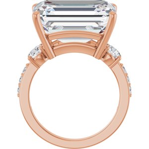 10K Rose Gold 16x12 mm Emerald Ring Mounting – image 3