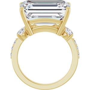 18K Yellow Gold 16x12 mm Emerald Ring Mounting – image 3