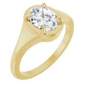 14K Yellow Gold 8x6 mm Oval Ring Mounting
