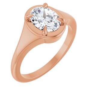 18K Rose Gold 8x6 mm Oval Ring Mounting