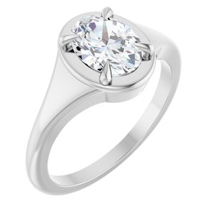 14K X1 White Gold 8x6 mm Oval Ring Mounting