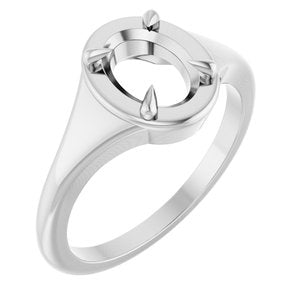 18K White Gold 8x6 mm Oval Ring Mounting – image 2