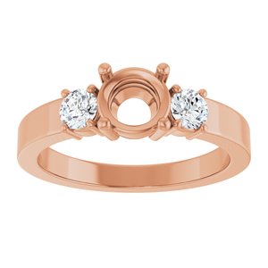 14K Rose Gold 6 mm Round Ring Mounting – image 6