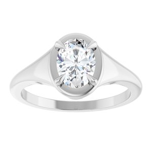 14K White Gold 7.5x5.5 mm Oval Ring Mounting – image 5