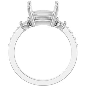 18K White Gold 8x8 mm Square Ring Mounting – image 4