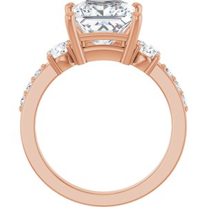 14K Rose Gold 8x8 mm Square Ring Mounting – image 3