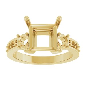 18K Yellow Gold 8x8 mm Square Ring Mounting – image 6