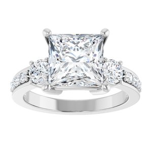18K White Gold 8x8 mm Square Ring Mounting – image 5