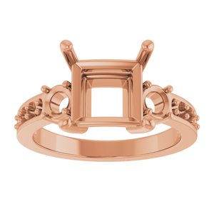 14K Rose Gold 8x8 mm Square Ring Mounting – image 6