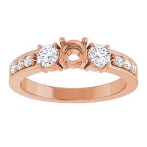 14K Rose Gold 4.1 mm Round 1/2 CTW Natural Diamond Semi-Set Ring – image 6