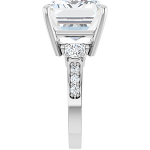 10K White Gold 16x12 mm Emerald Ring Mounting – image 7
