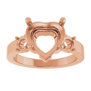 10K Rose Gold 10x10 mm Heart Ring Mounting – image 6