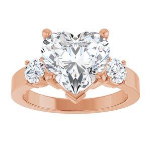 14K Rose Gold 10x10 mm Heart Ring Mounting – image 5