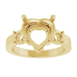 10K Yellow Gold 10x10 mm Heart Ring Mounting – image 6