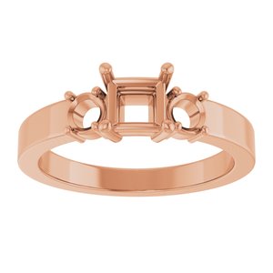 10K Rose Gold 4.5x4.5 mm Square Ring Mounting – image 6