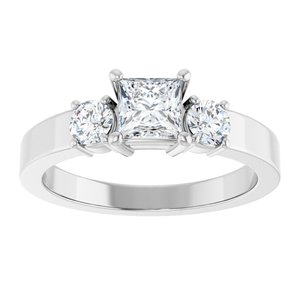 14K White Gold 4.5x4.5 mm Square Ring Mounting – image 5