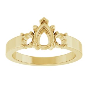 14K Yellow Gold 7x5 mm Pear Ring Mounting – image 6