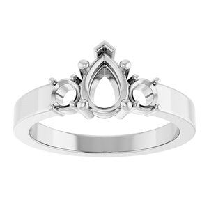 10K White Gold 7x5 mm Pear Ring Mounting – image 6