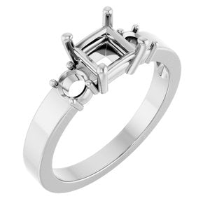 18K White Gold 5x5 mm Square Ring Mounting – image 2