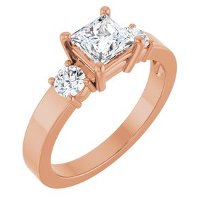 14K Rose Gold 5x5 mm Square Ring Mounting