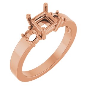 10K Rose Gold 5x5 mm Square Ring Mounting – image 2