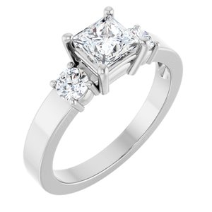 14K X1 White Gold 5x5 mm Square Ring Mounting