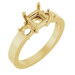 14K Yellow Gold 5x5 mm Square Ring Mounting – image 2