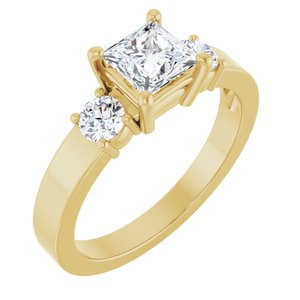 14K Yellow Gold 5x5 mm Square Ring Mounting