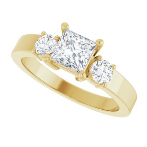 14K Yellow Gold 5x5 mm Square Ring Mounting – image 8