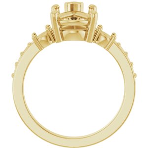 18K Yellow Gold 12x8 mm Pear Ring Mounting – image 4