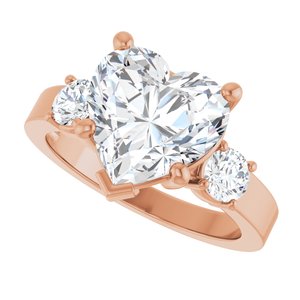 10K Rose Gold 10x10 mm Heart Ring Mounting – image 8