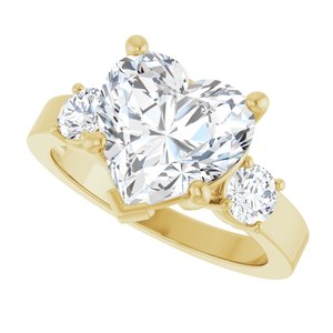 10K Yellow Gold 10x10 mm Heart Ring Mounting – image 8