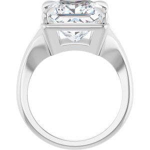 10K White Gold 10x10 mm Square Ring Mounting – image 3