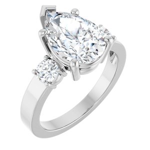 18K White Gold 12x8 mm Pear Ring Mounting