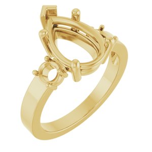 14K Yellow Gold 12x8 mm Pear Ring Mounting – image 2