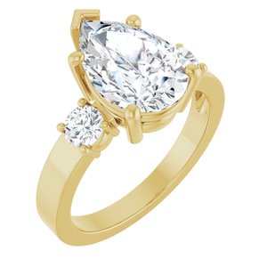 14K Yellow Gold 12x8 mm Pear Ring Mounting