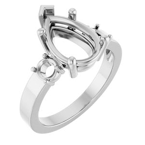 Sterling Silver 12x8 mm Pear Ring Mounting – image 2